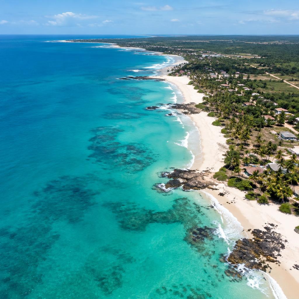 Coastal landscape and turquoise ocean
